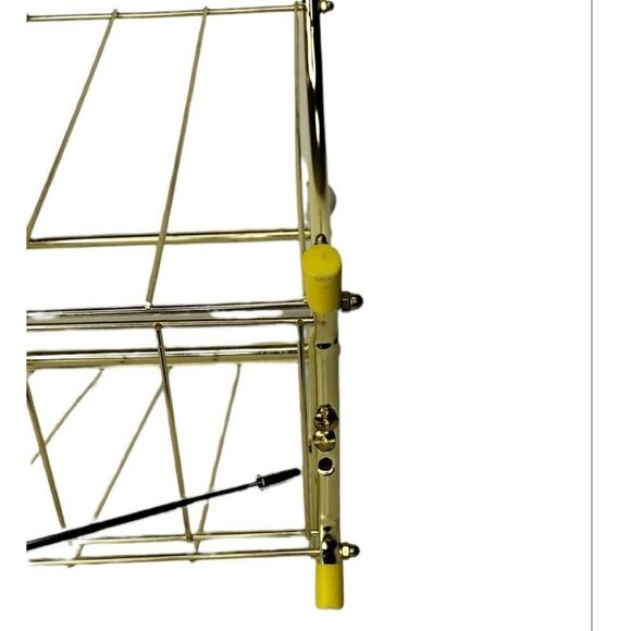 VTG MCM Gold Brass Tone Magazine Holder Porcelain Floral Ball Hollywood Regency - Picture 10 of 11